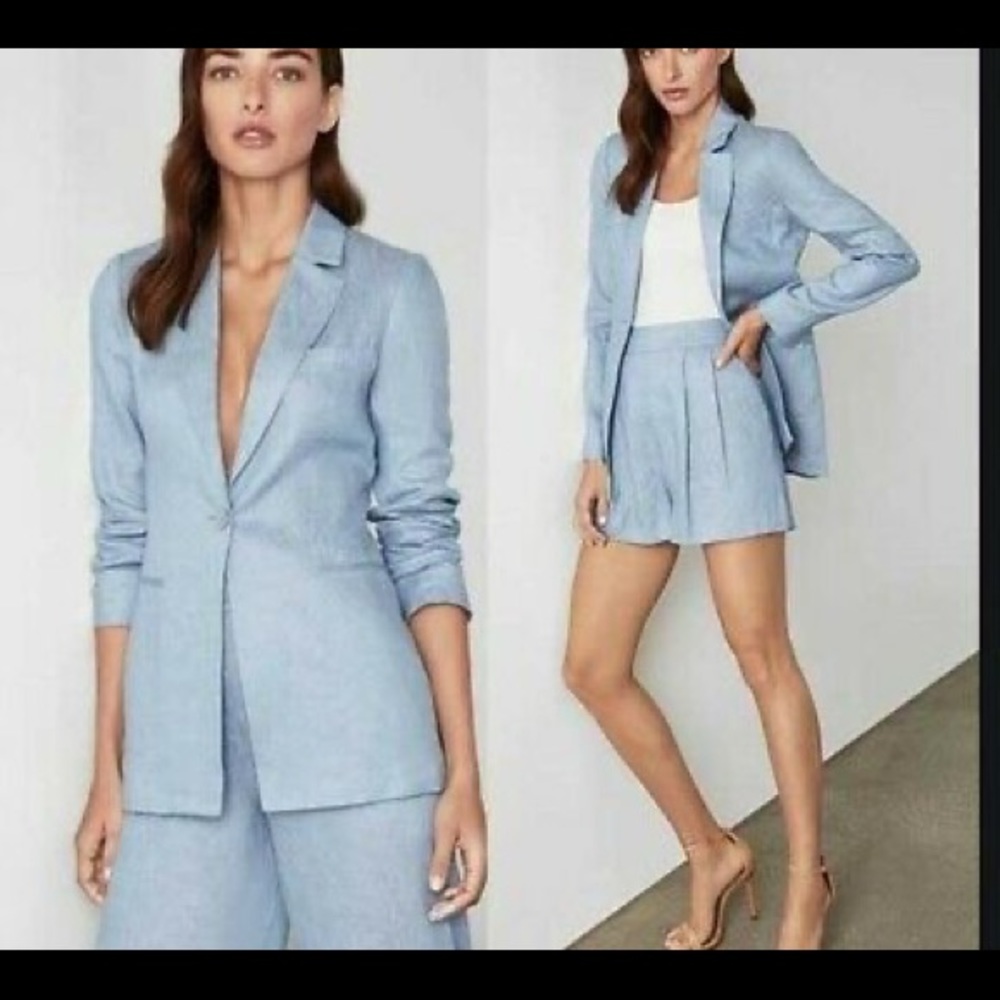 ISO BCBG light blue linen chambray blazer